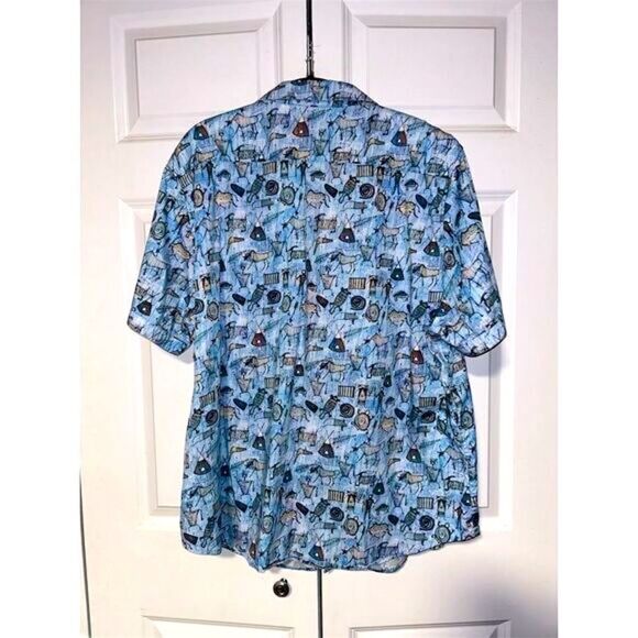 Robert Graham Men's 3XL Blue Graphic Print Short Sleeve Button-Up Shirt - Picture 7 of 7